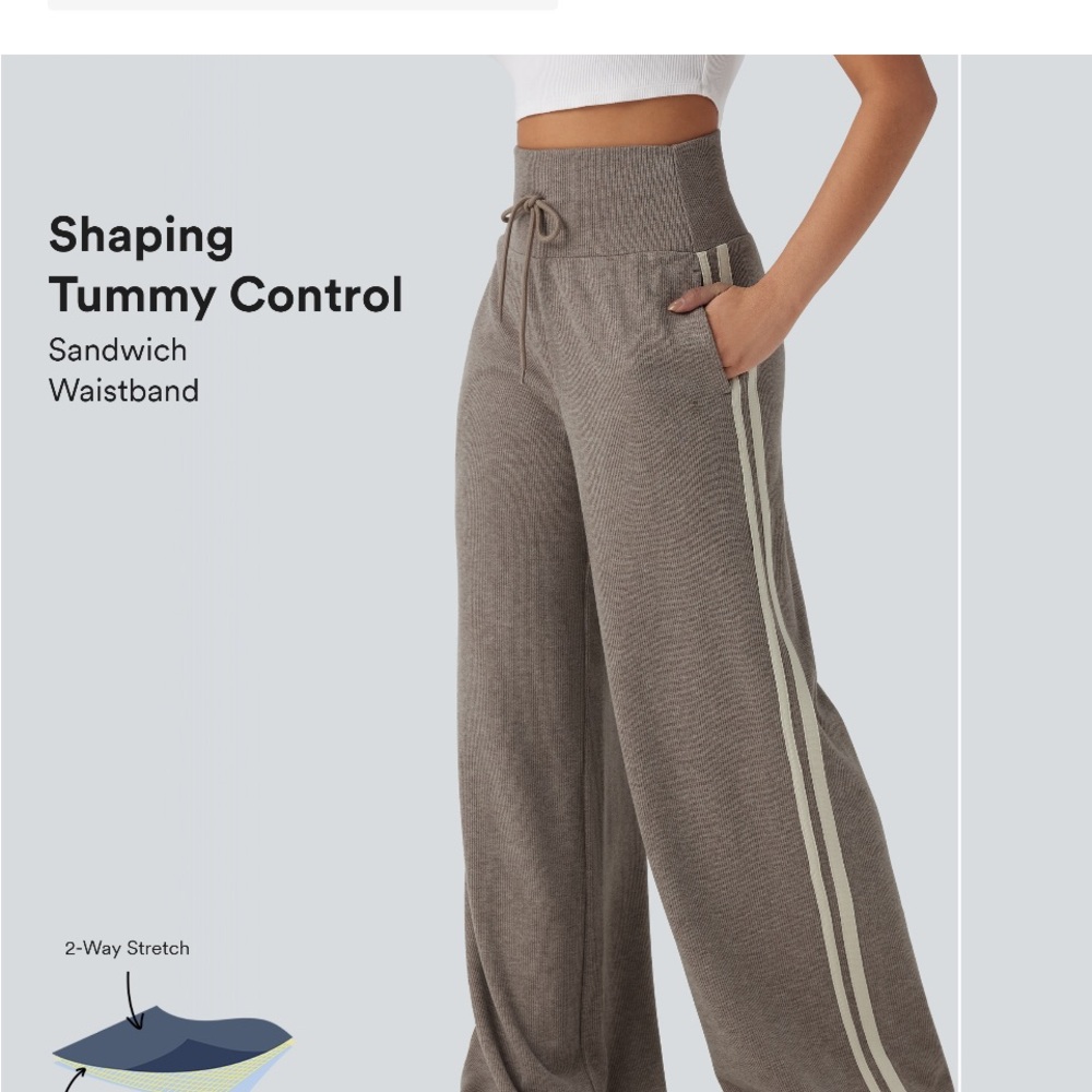NWT Halara Women's Gray Wide-Leg Pants with Tummy Control size medium